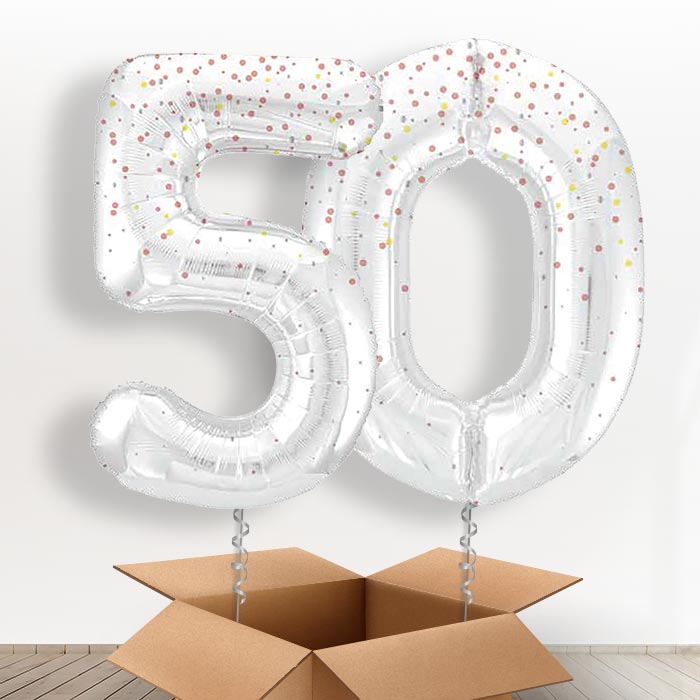 Rose Gold Dots 50 Balloons in a Box - Giant Numbers | Small Indoor Plants