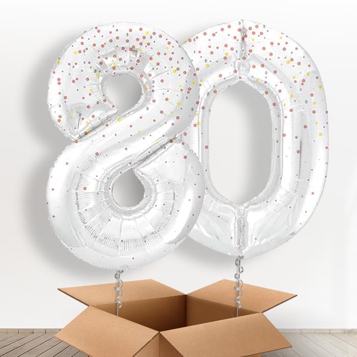 Rose Gold Dots 80 Balloons in a Box - Giant Numbers | Small Indoor Plants
