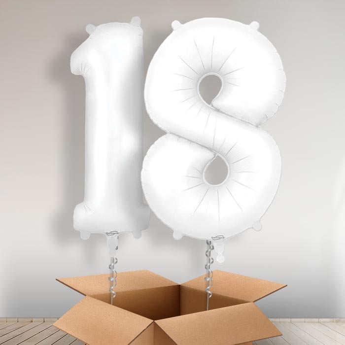 Matte White 18 Balloons in a Box - Giant Numbers | Small Indoor Plants