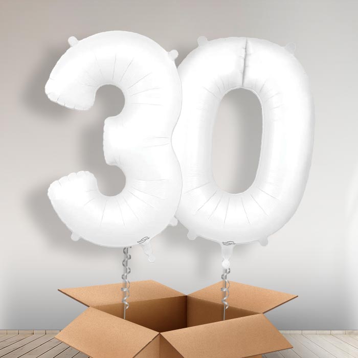 Matte White 30 Balloons in a Box - Giant Numbers | Small Indoor Plants