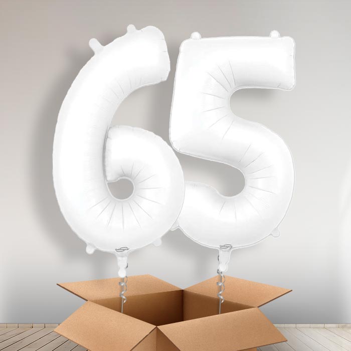 Matte White 65 Balloons in a Box - Giant Numbers | Small Indoor Plants