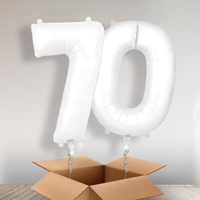 Matte White 70 Balloons in a Box - Giant Numbers | Small Indoor Plants