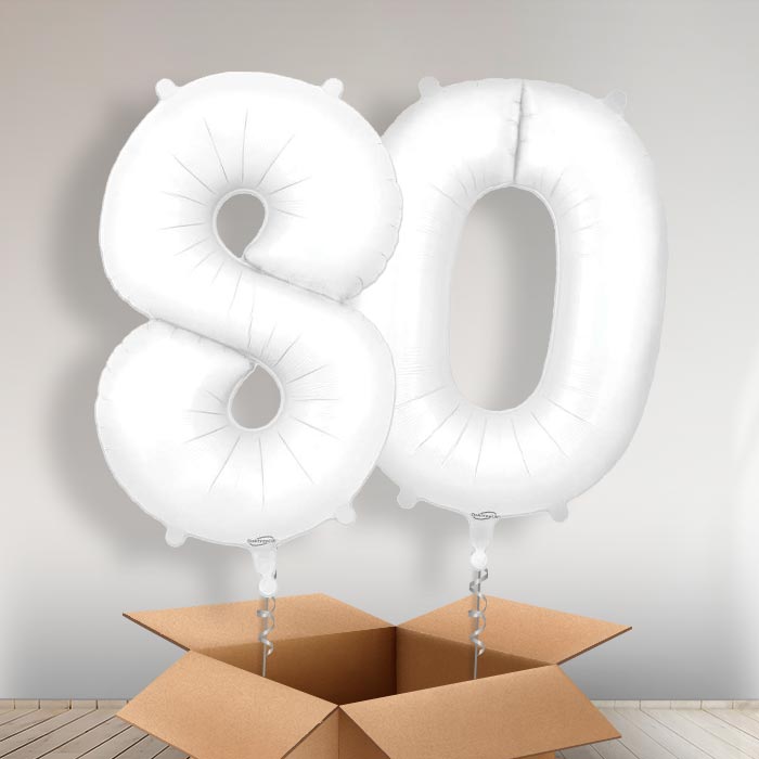 Matte White 80 Balloons in a Box - Giant Numbers | Small Indoor Plants