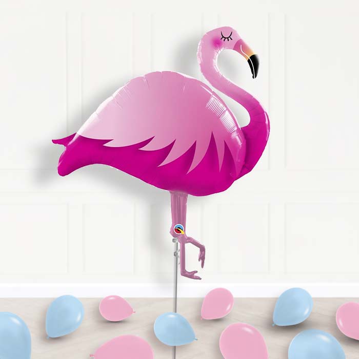 Inflated Flamingo Helium Balloon Package in a Box