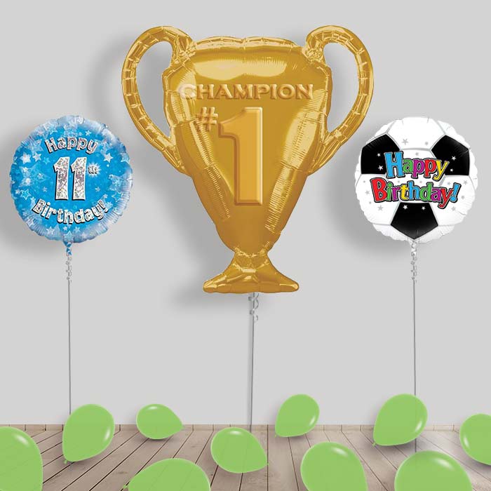 Birthday Football Balloon Display in a Box - 11th Birthday | Small Indoor Plants