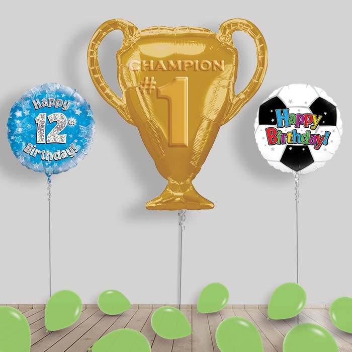Birthday Football Balloon Display in a Box - 12th Birthday | Small Indoor Plants