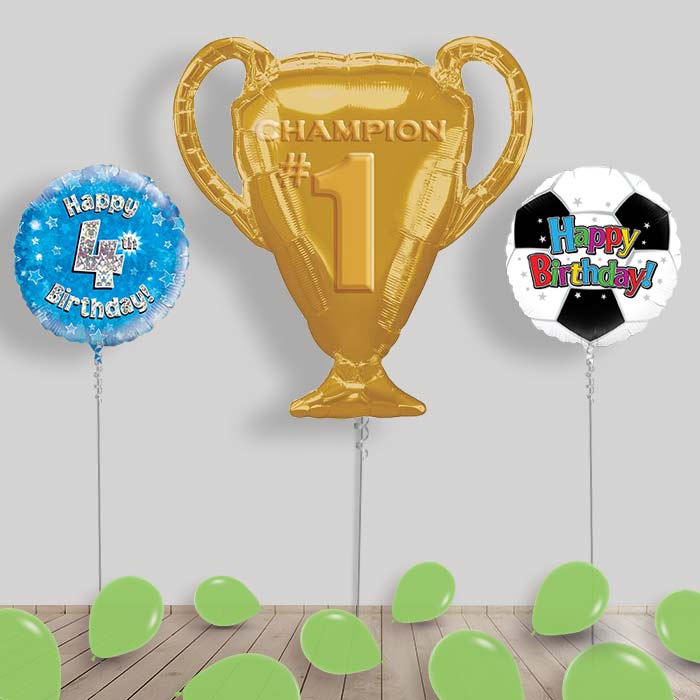 Birthday Football Balloon Display in a Box - 4th Birthday | Small Indoor Plants