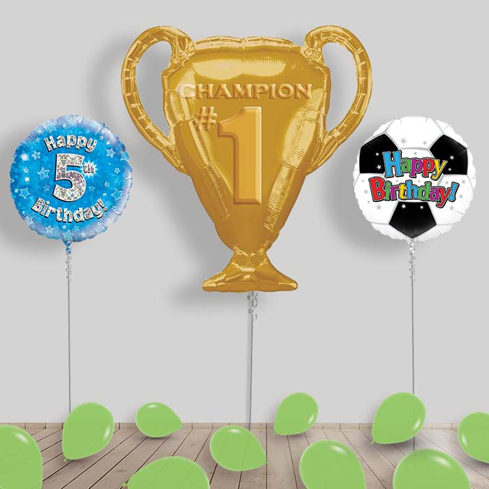 Birthday Football Balloon Display in a Box - 5th Birthday | Small Indoor Plants