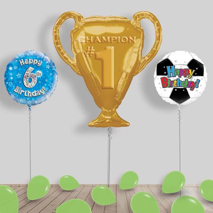 Birthday Football Balloon Display in a Box - 6th Birthday | Small Indoor Plants