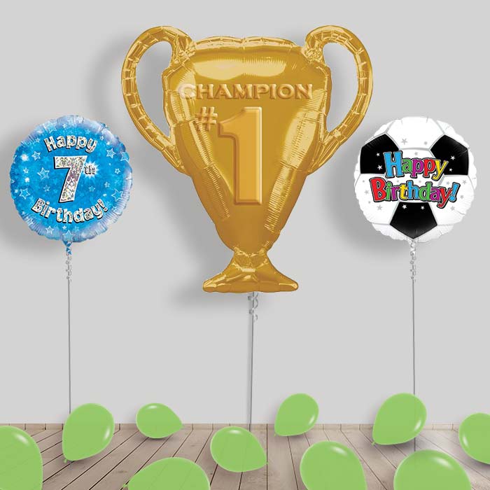 Birthday Football Balloon Display in a Box - 7th Birthday | Small Indoor Plants