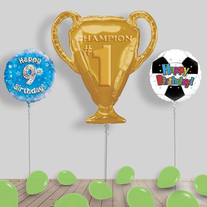 Birthday Football Balloon Display in a Box - 9th Birthday | Small Indoor Plants