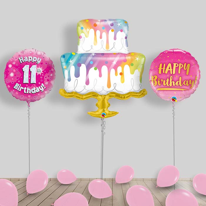 Birthday Girl Balloon Package Inflated Helium Balloons Delivered - 11th Birthday | Small Indoor Plants