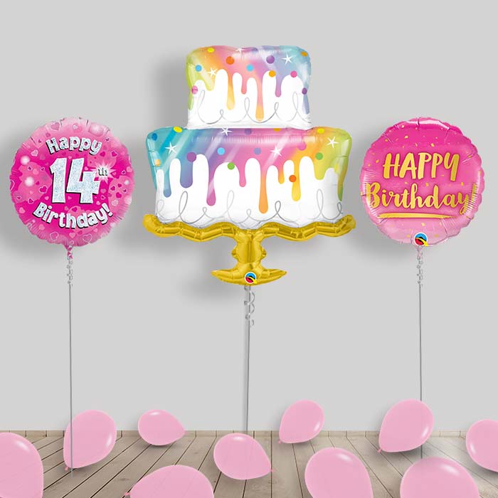Birthday Girl Balloon Package Inflated Helium Balloons Delivered - 14th Birthday | Small Indoor Plants