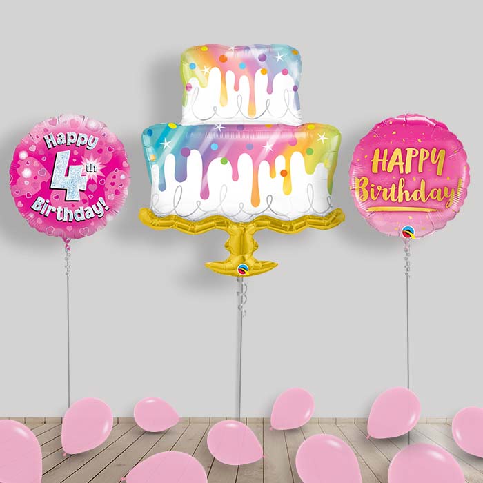 Birthday Girl Balloon Package Inflated Helium Balloons Delivered - 4th Birthday | Small Indoor Plants