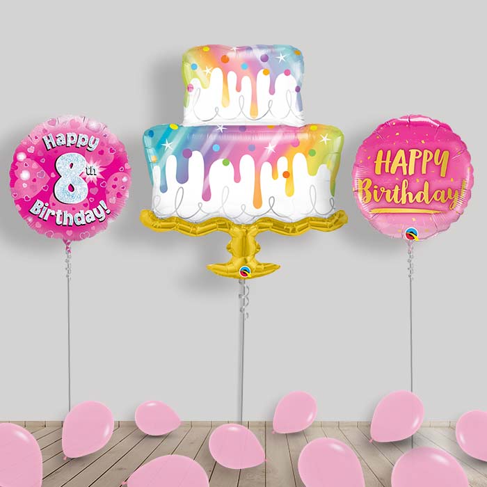 Birthday Girl Balloon Package Inflated Helium Balloons Delivered - 8th Birthday | Small Indoor Plants
