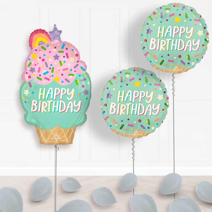 Giant Ice Cream Cone Balloon Package Delivered - Package | Small Indoor Plants