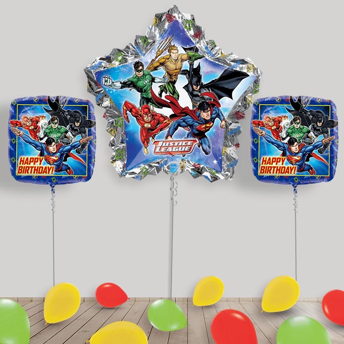 Inflated Justice League Helium Balloon Package in a Box
