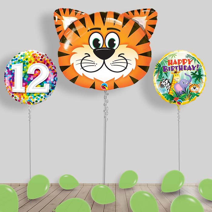 Jungle & Safari Balloon Package Inflated Helium Balloons Delivered - 12th Birthday | Small Indoor Plants