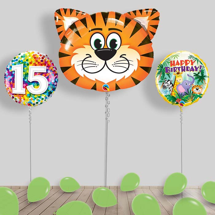 Jungle & Safari Balloon Package Inflated Helium Balloons Delivered - 15th Birthday | Small Indoor Plants