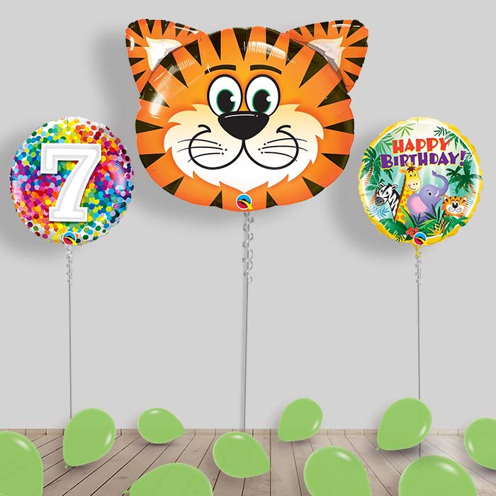 Jungle & Safari Balloon Package Inflated Helium Balloons Delivered - 7th Birthday | Small Indoor Plants