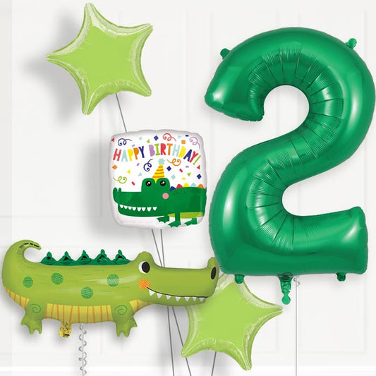 Alligator | Crocodile Helium Balloon Package 2nd Birthday - Number 2 | Small Indoor Plants