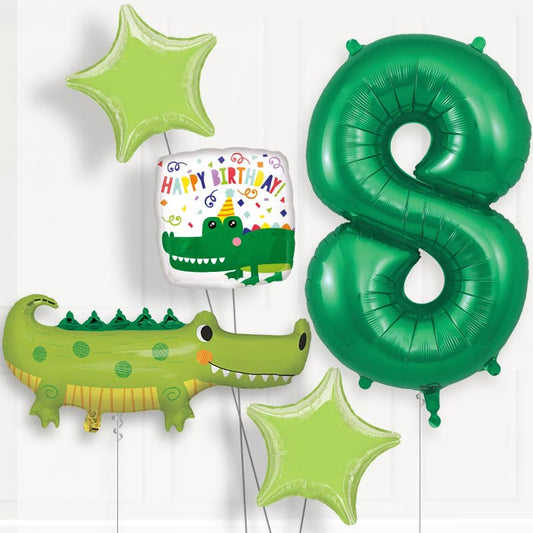 Alligator | Crocodile Helium Balloon Package 8th Birthday - Number 8 | Small Indoor Plants