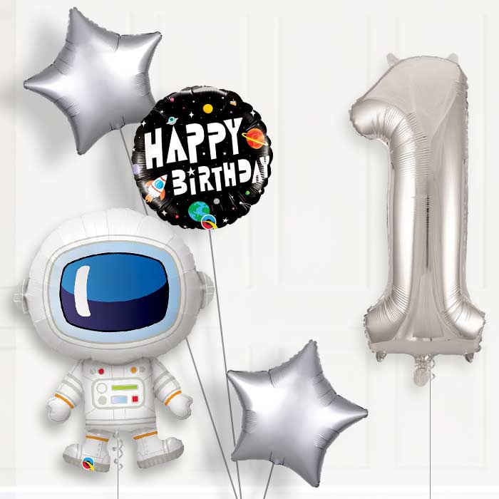 Astronaut Helium Balloon Package 1st Birthday - Number 1 | Small Indoor Plants