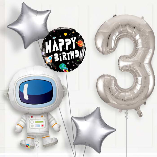 Astronaut Helium Balloon Package 3rd Birthday - Number 3 | Small Indoor Plants