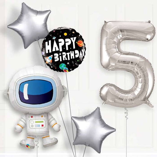 Astronaut Helium Balloon Package 5th Birthday - Number 5 | Small Indoor Plants