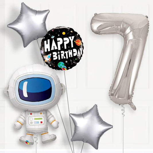 Astronaut Helium Balloon Package 7th Birthday - Number 7 | Small Indoor Plants
