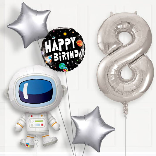 Astronaut Helium Balloon Package 8th Birthday - Number 8 | Small Indoor Plants