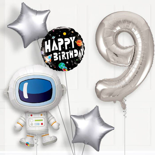 Astronaut Helium Balloon Package 9th Birthday - Number 9 | Small Indoor Plants