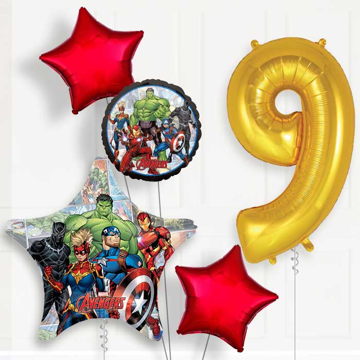 Avengers Helium Balloon Package 9th Birthday - Number 9 | Small Indoor Plants