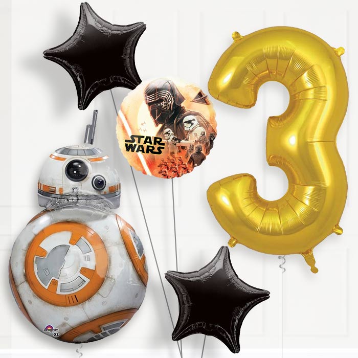 BB8 Helium Balloon Package 3rd Birthday - Number 3 | Small Indoor Plants