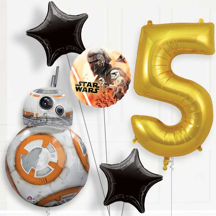 BB8 Helium Balloon Package 5th Birthday - Number 5 | Small Indoor Plants