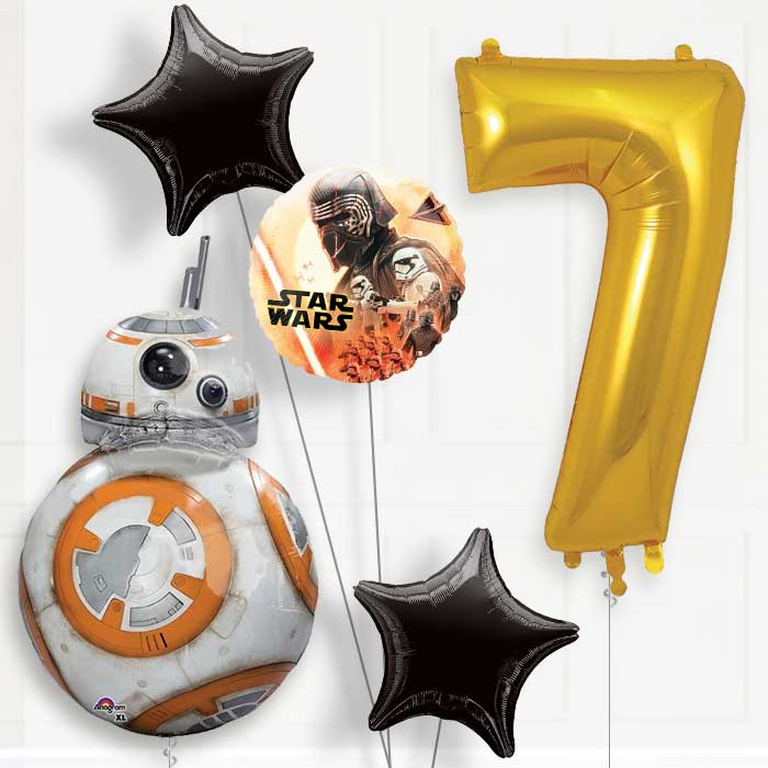 BB8 Helium Balloon Package 7th Birthday - Number 7 | Small Indoor Plants