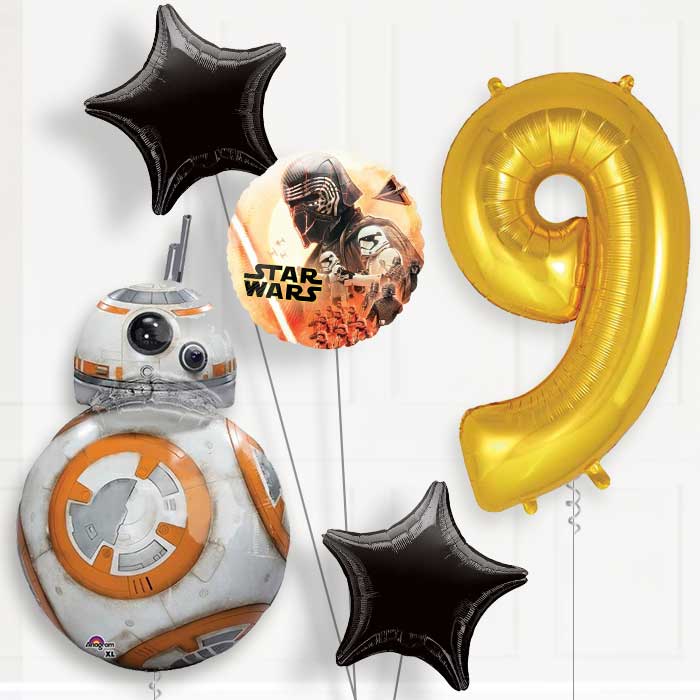BB8 Helium Balloon Package 9th Birthday - Number 9 | Small Indoor Plants