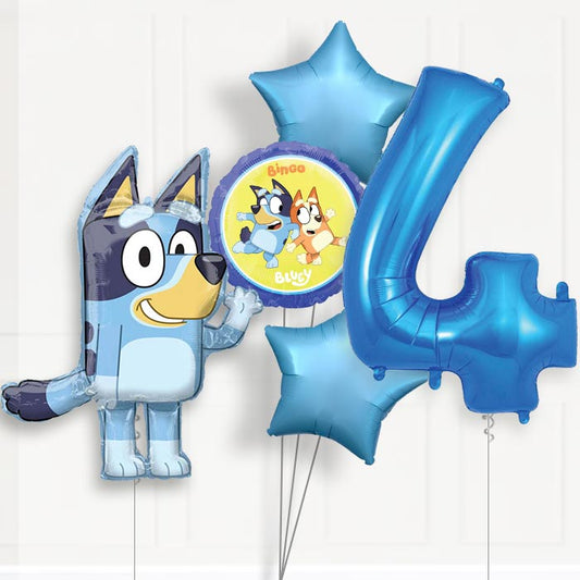 Bluey Helium Balloon Package 4th Birthday - Number 4 | Small Indoor Plants