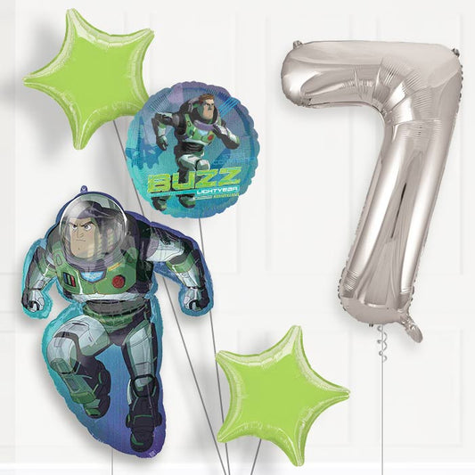 Buzz Lightyear Helium Balloon Package 7th Birthday - Number 7 | Small Indoor Plants