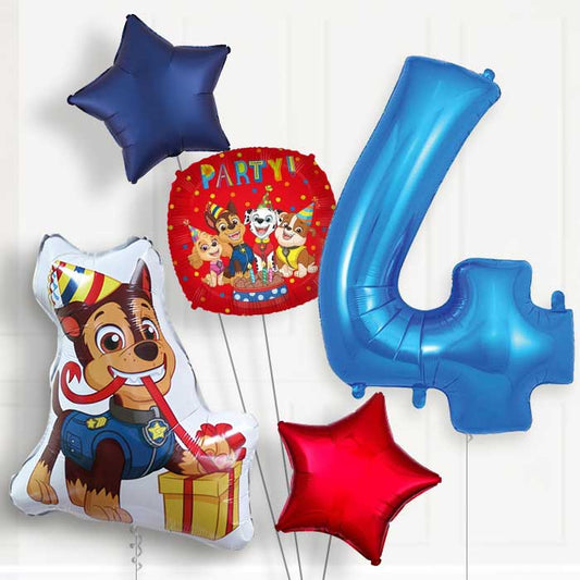 Chase Shaped Helium Balloon Package 4th Birthday - Number 4 | Small Indoor Plants