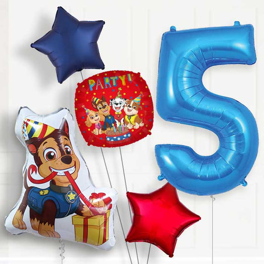 Chase Shaped Helium Balloon Package 5th Birthday - Number 5 | Small Indoor Plants