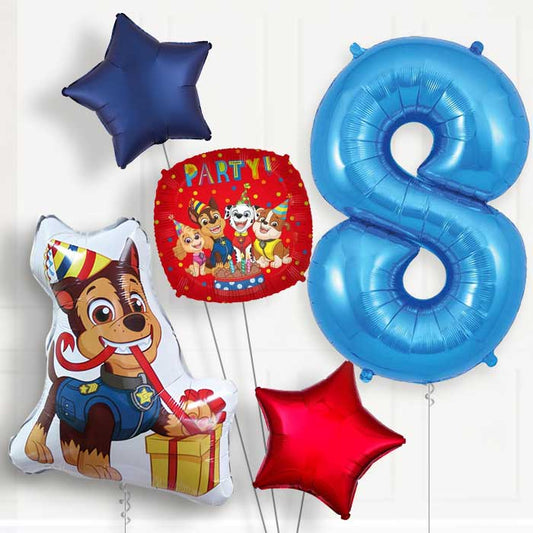 Chase Shaped Helium Balloon Package 8th Birthday - Number 8 | Small Indoor Plants