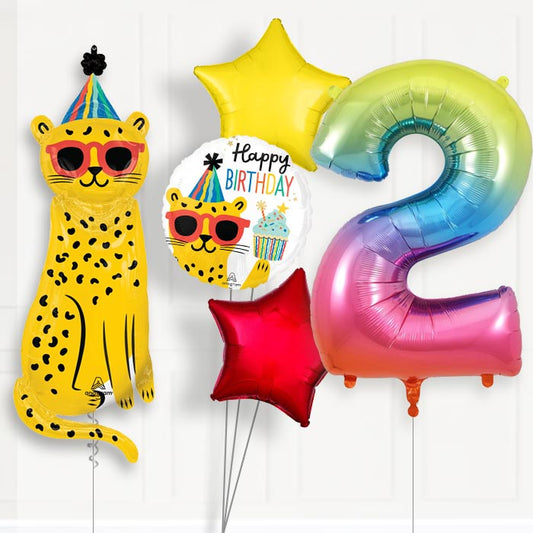 Cheetah Helium Balloon Package 2nd Birthday - Number 2 | Small Indoor Plants