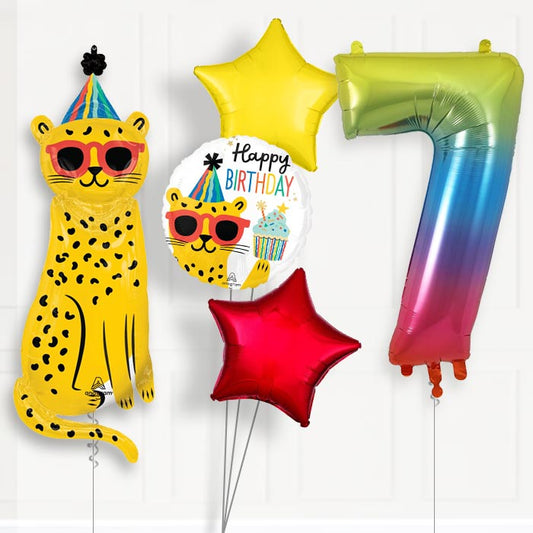 Cheetah Helium Balloon Package 7th Birthday - Number 7 | Small Indoor Plants