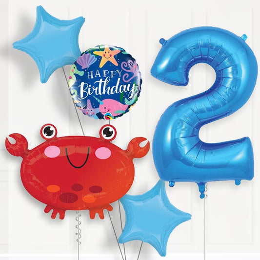 Crab Helium Balloon Package 2nd Birthday - Number 2 | Small Indoor Plants