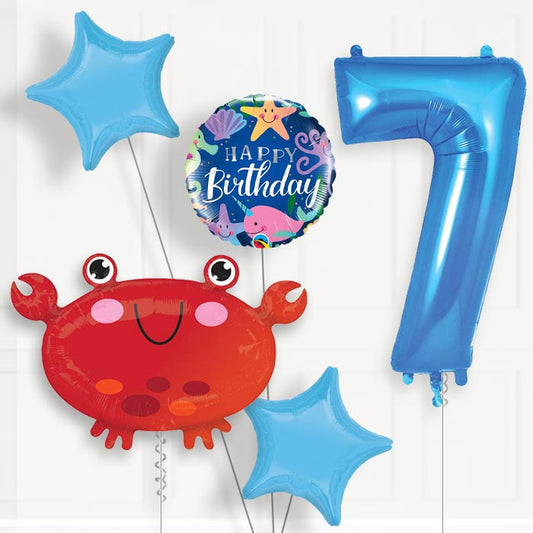 Crab Helium Balloon Package 7th Birthday - Number 7 | Small Indoor Plants