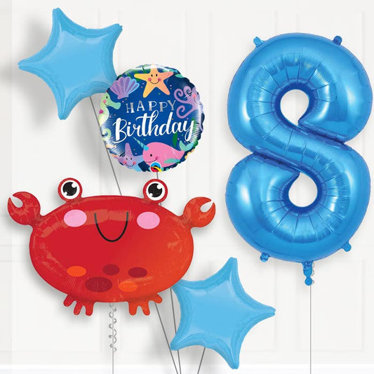 Crab Helium Balloon Package 8th Birthday - Number 8 | Small Indoor Plants