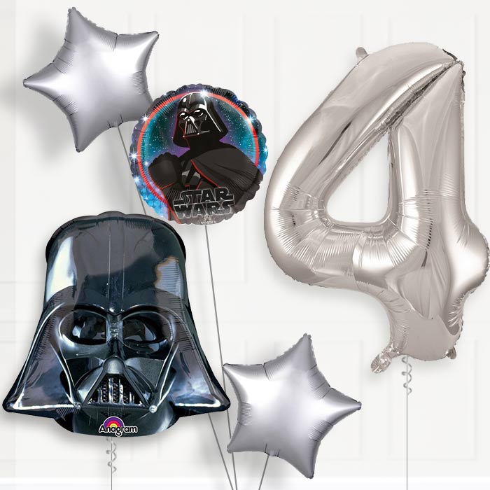 Darth Vader Helium Balloon Package 4th Birthday - Number 4 | Small Indoor Plants
