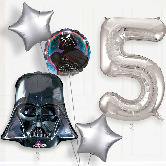 Darth Vader Helium Balloon Package 5th Birthday - Number 5 | Small Indoor Plants