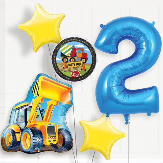 Construction Digger Helium Balloon Package 2nd Birthday - Number 2 | Small Indoor Plants